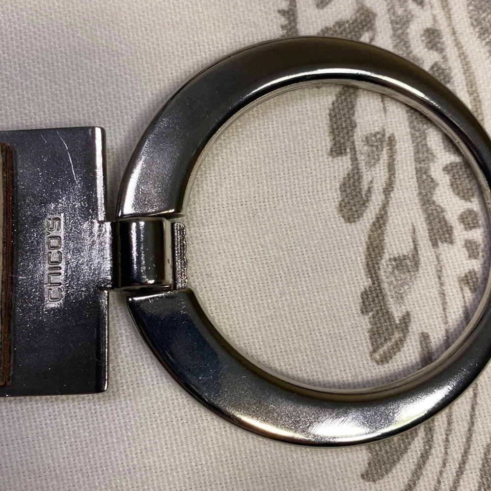 Chicos wide Boho silver‎ tone circle buckle